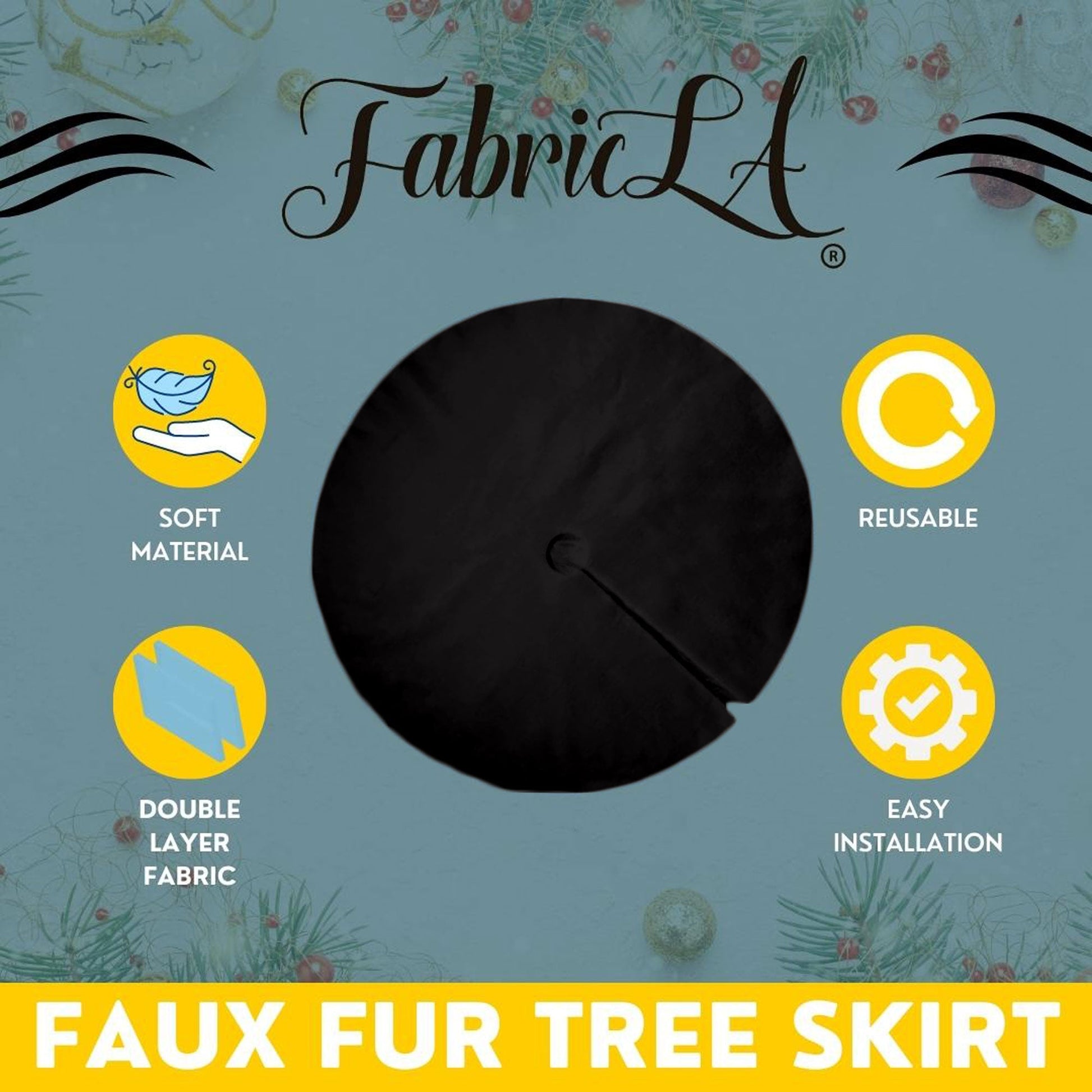 Premium Faux Fur Christmas Tree Skirt - 48 Inch | Luxurious Holiday Decorations - Prismatic Fiber Arts