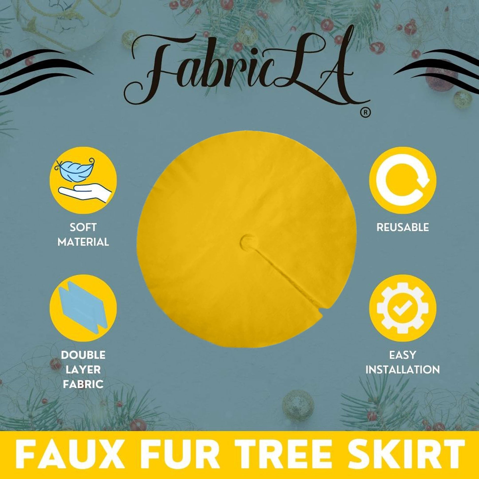 Premium Faux Fur Christmas Tree Skirt - 60 Inch | Luxurious Holiday Decorations - Prismatic Fiber Arts