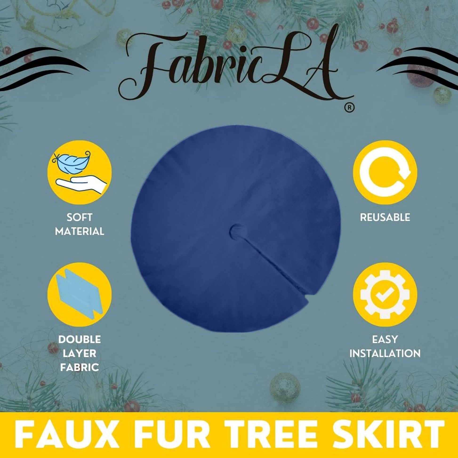 Premium Faux Fur Christmas Tree Skirt - 48 Inch | Luxurious Holiday Decorations - Prismatic Fiber Arts