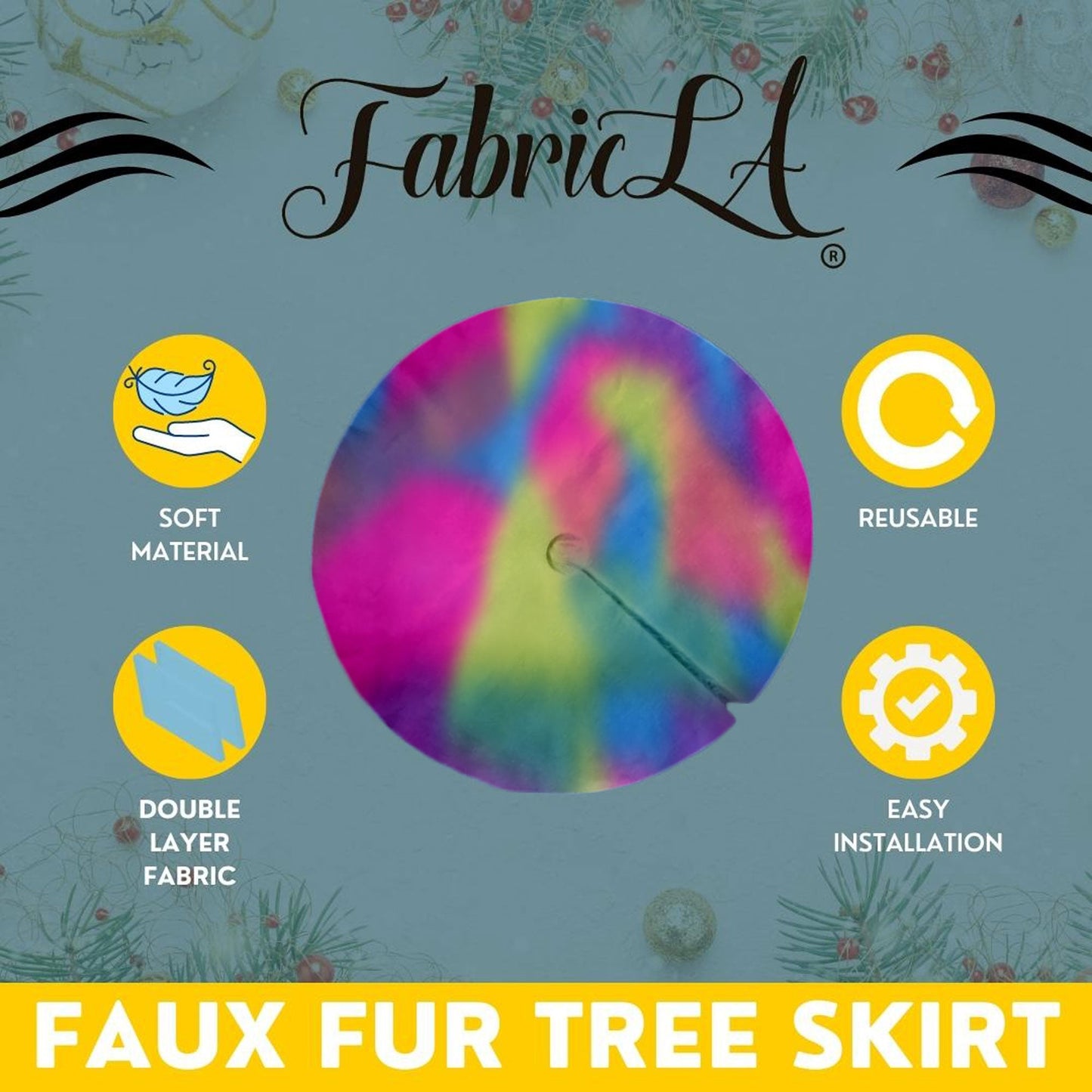 Premium Faux Fur Christmas Tree Skirt - 60 Inch | Luxurious Holiday Decorations - Prismatic Fiber Arts