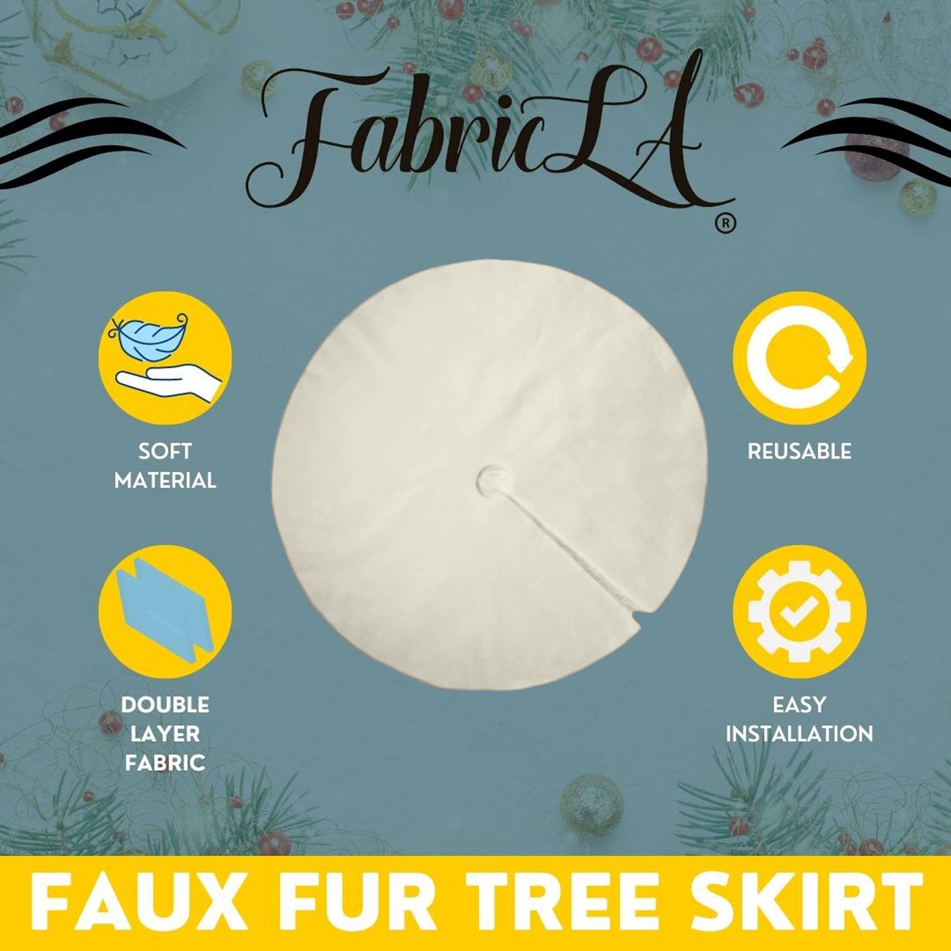 Premium Faux Fur Christmas Tree Skirt - 60 Inch | Luxurious Holiday Decorations - Prismatic Fiber Arts