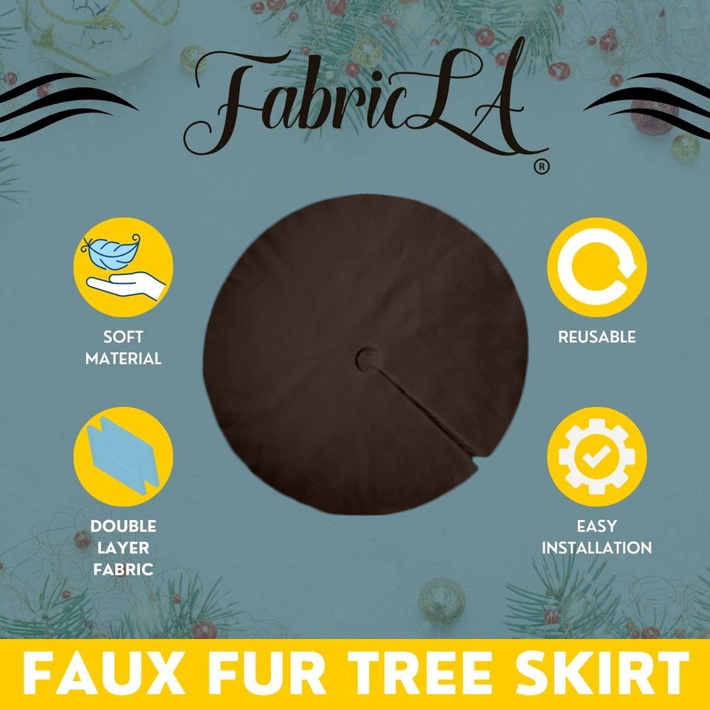 Premium Faux Fur Christmas Tree Skirt - 48 Inch | Luxurious Holiday Decorations - Prismatic Fiber Arts