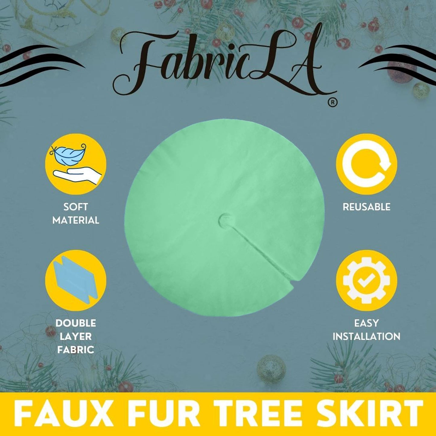 Premium Faux Fur Christmas Tree Skirt - 48 Inch | Luxurious Holiday Decorations - Prismatic Fiber Arts