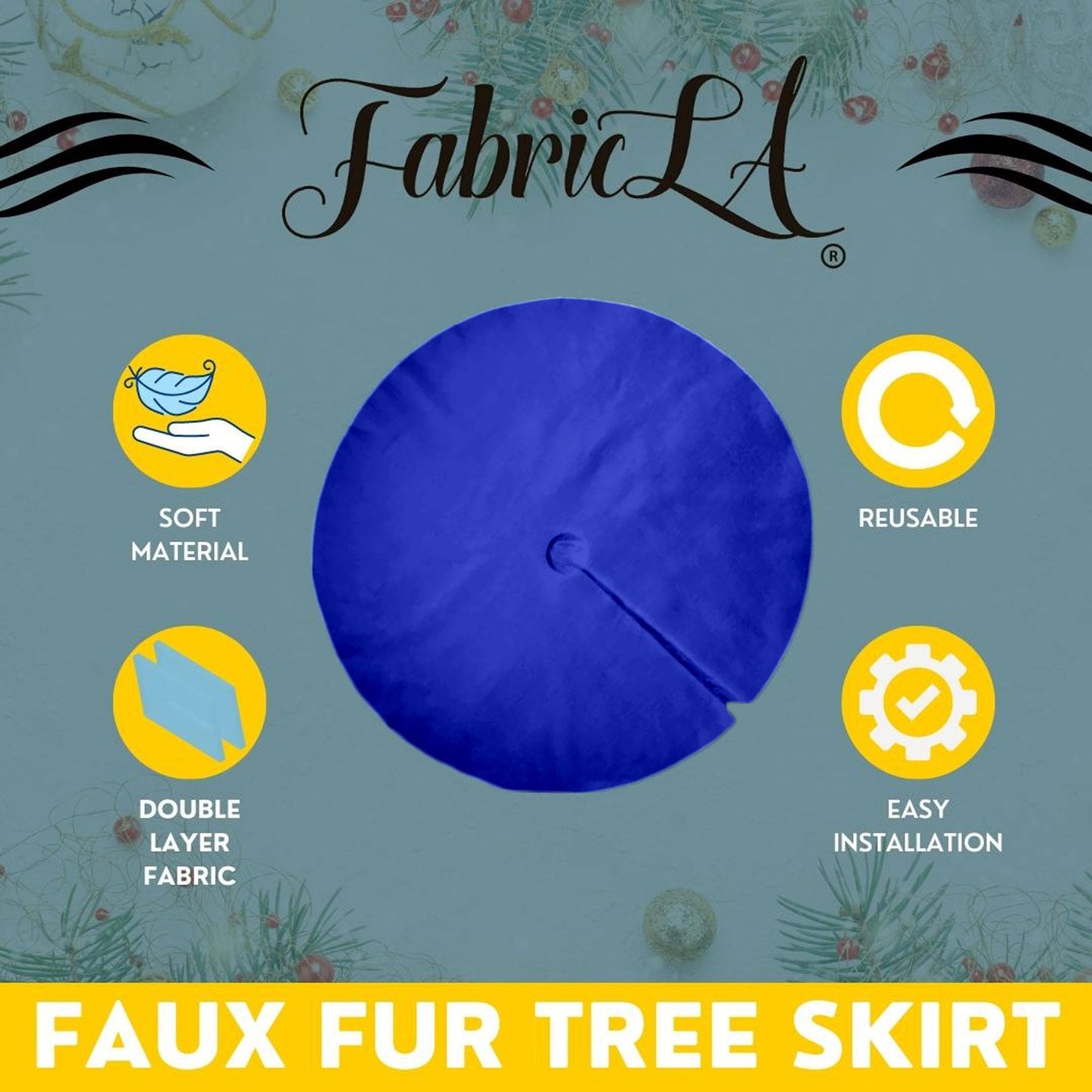 Premium Faux Fur Christmas Tree Skirt - 60 Inch | Luxurious Holiday Decorations - Prismatic Fiber Arts