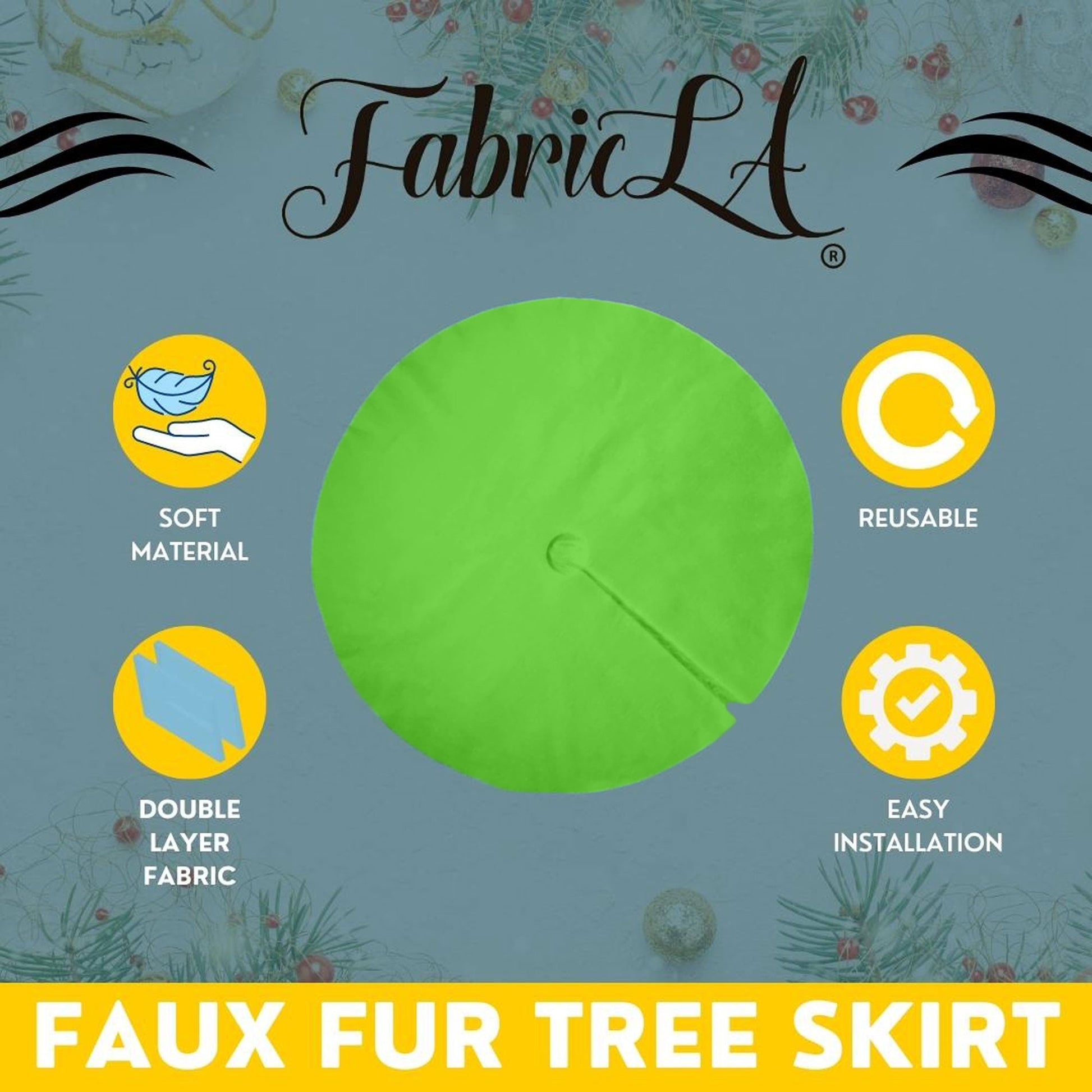 Premium Faux Fur Christmas Tree Skirt - 60 Inch | Luxurious Holiday Decorations - Prismatic Fiber Arts