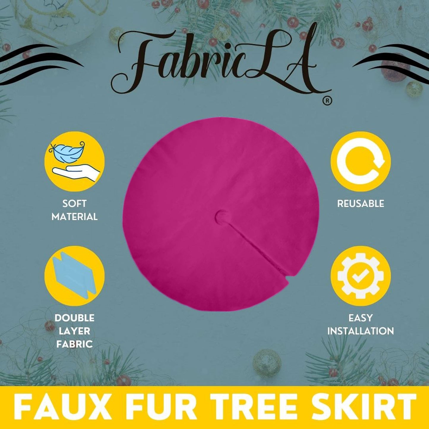 Premium Faux Fur Christmas Tree Skirt - 60 Inch | Luxurious Holiday Decorations - Prismatic Fiber Arts