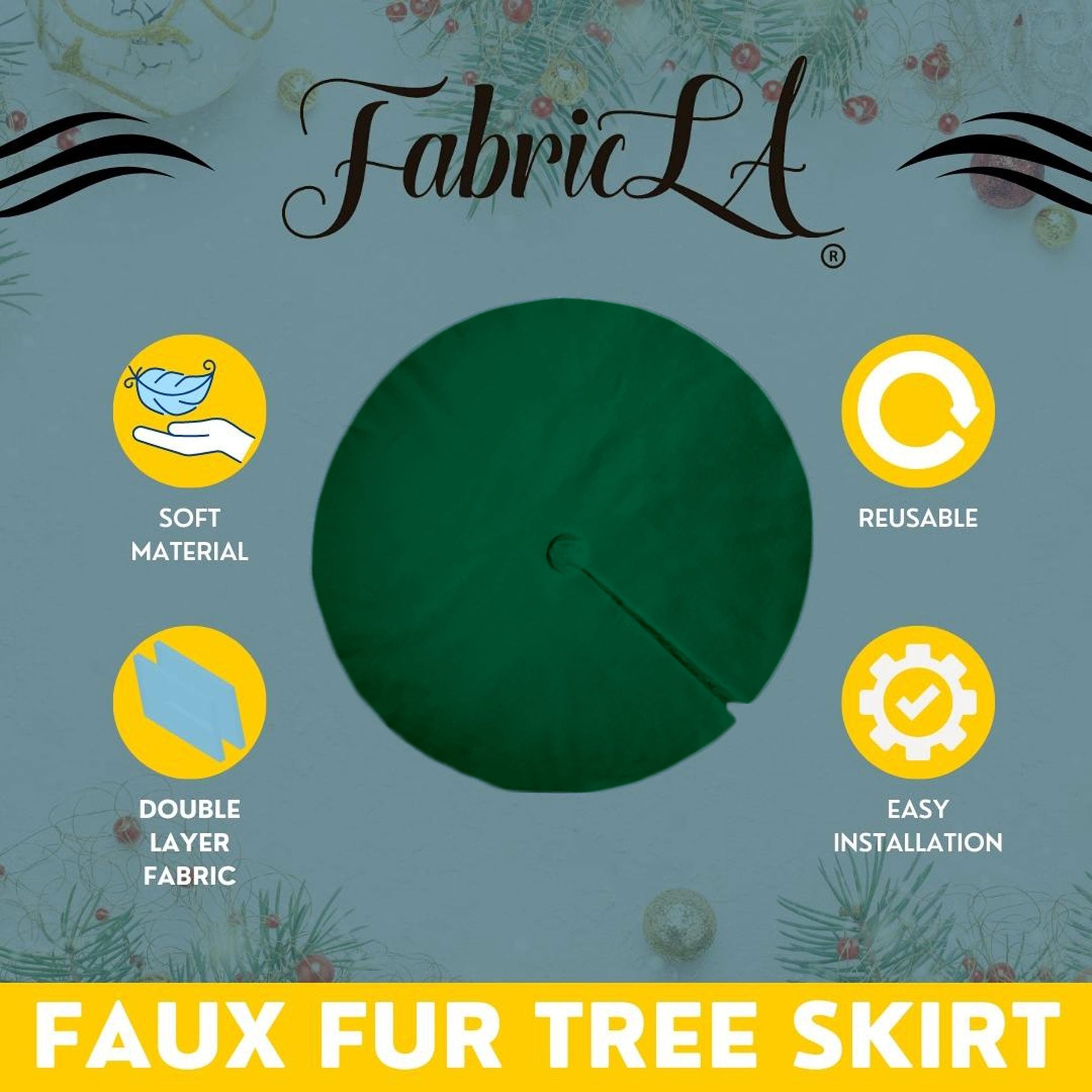 Premium Faux Fur Christmas Tree Skirt - 40 Inch | Luxurious Holiday Decorations - Prismatic Fiber Arts