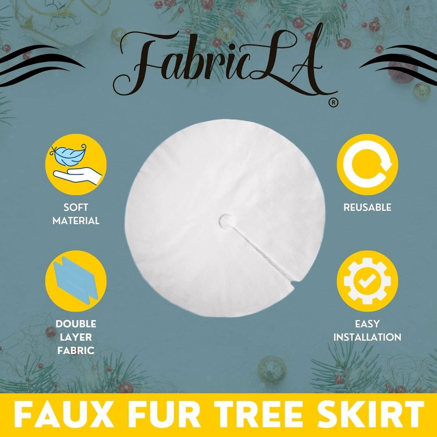 Premium Faux Fur Christmas Tree Skirt - 60 Inch | Luxurious Holiday Decorations - Prismatic Fiber Arts