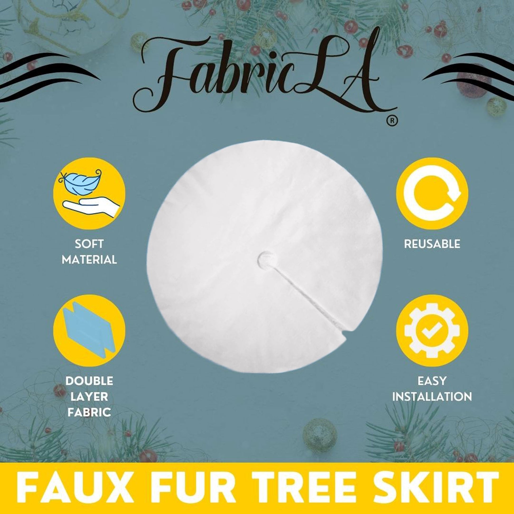 Premium Faux Fur Christmas Tree Skirt - 60 Inch | Luxurious Holiday Decorations - Prismatic Fiber Arts