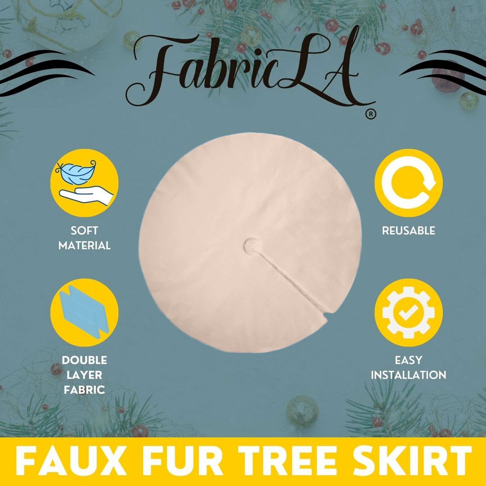 Premium Faux Fur Christmas Tree Skirt - 60 Inch | Luxurious Holiday Decorations - Prismatic Fiber Arts