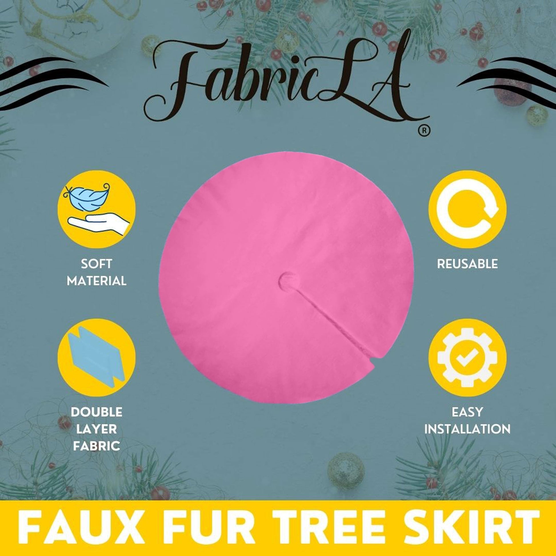 Premium Faux Fur Christmas Tree Skirt - 60 Inch | Luxurious Holiday Decorations - Prismatic Fiber Arts