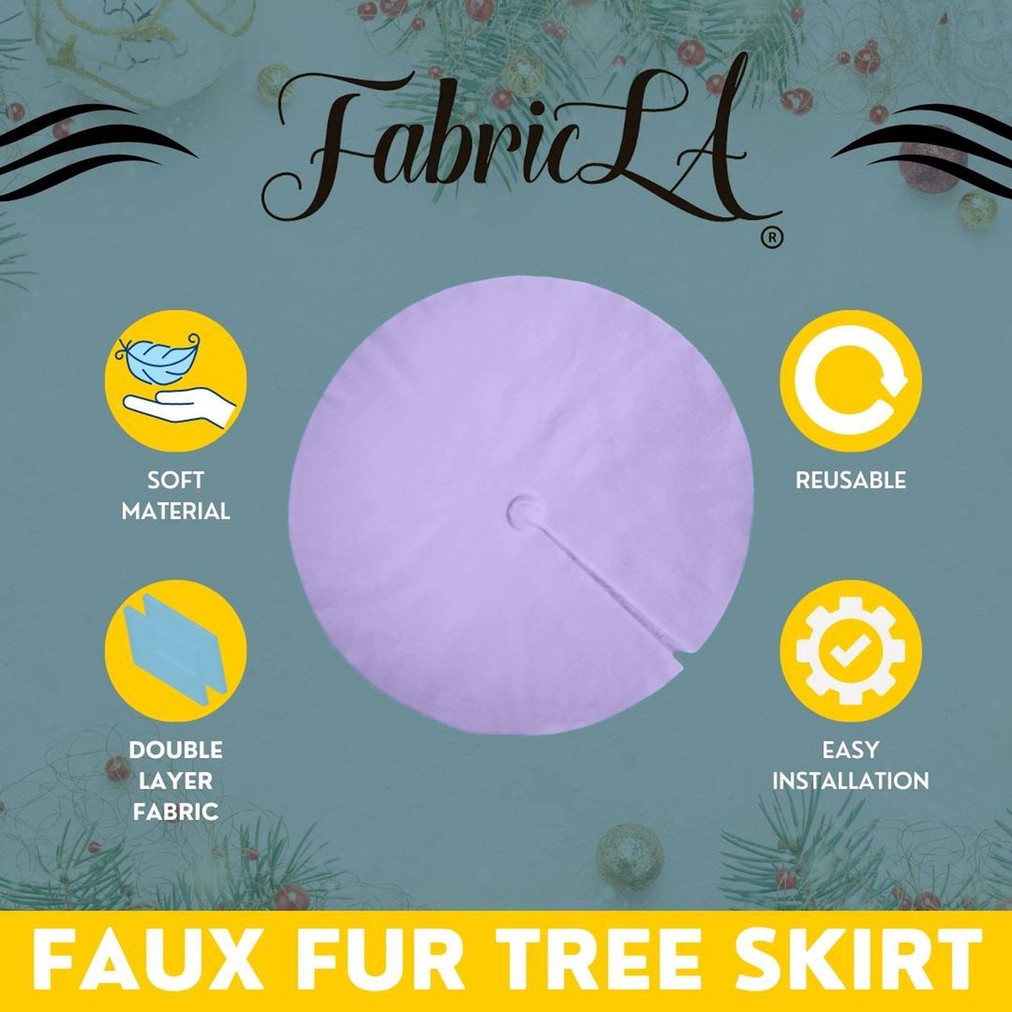 Premium Faux Fur Christmas Tree Skirt - 40 Inch | Luxurious Holiday Decorations - Prismatic Fiber Arts