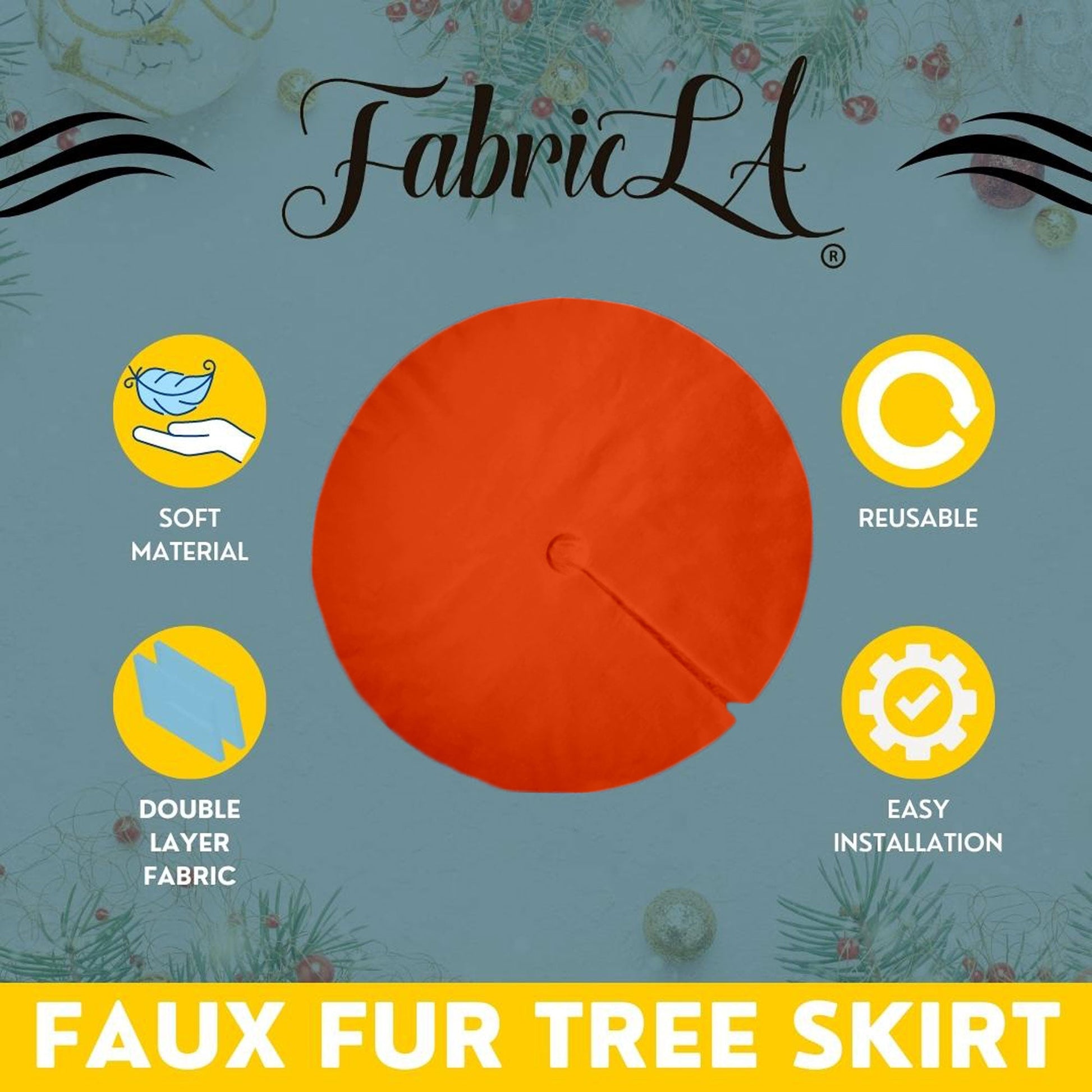 Premium Faux Fur Christmas Tree Skirt - 48 Inch | Luxurious Holiday Decorations - Prismatic Fiber Arts