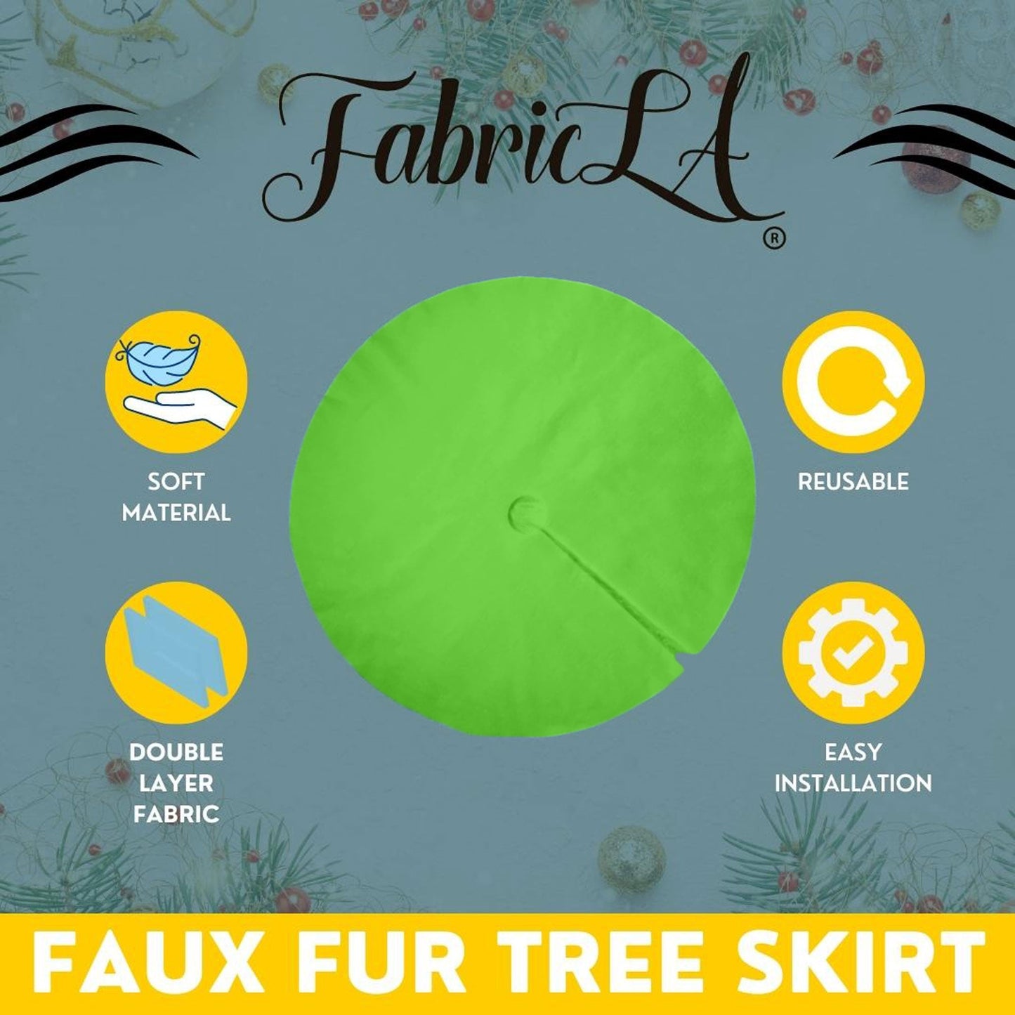 Premium Faux Fur Christmas Tree Skirt - 48 Inch | Luxurious Holiday Decorations - Prismatic Fiber Arts