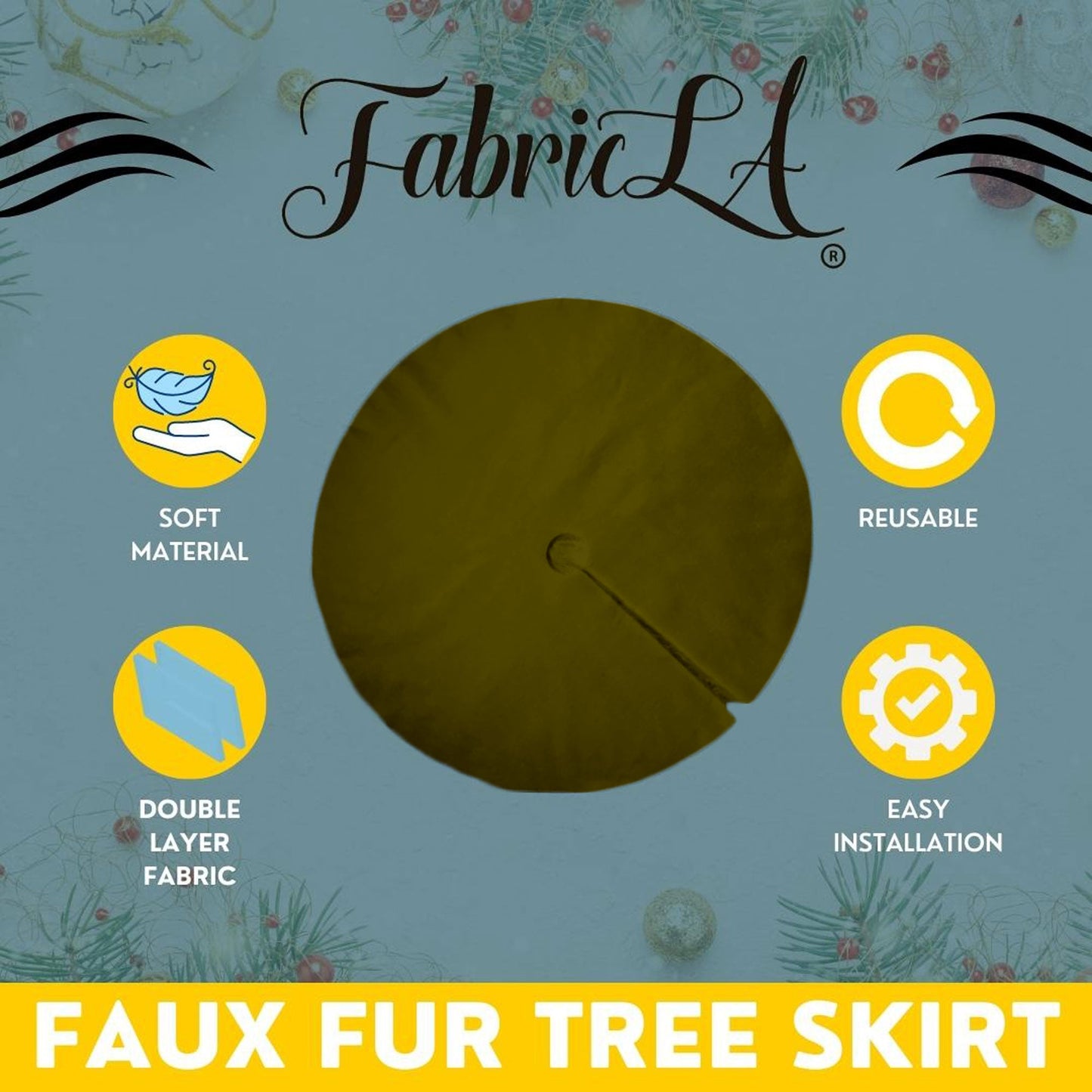 Premium Faux Fur Christmas Tree Skirt - 48 Inch | Luxurious Holiday Decorations - Prismatic Fiber Arts