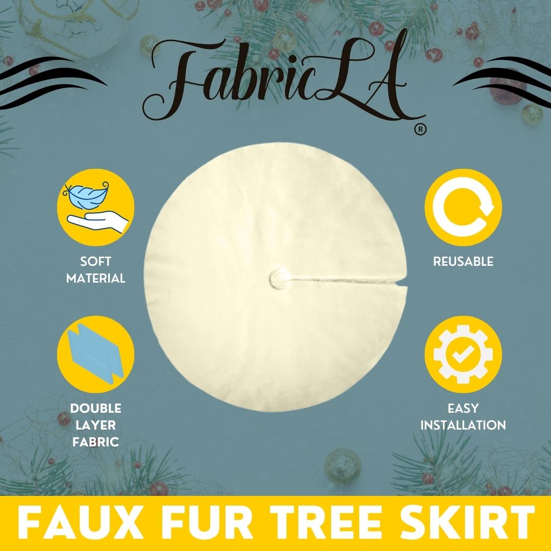 Premium Faux Fur Christmas Tree Skirt - 48 Inch | Luxurious Holiday Decorations - Prismatic Fiber Arts