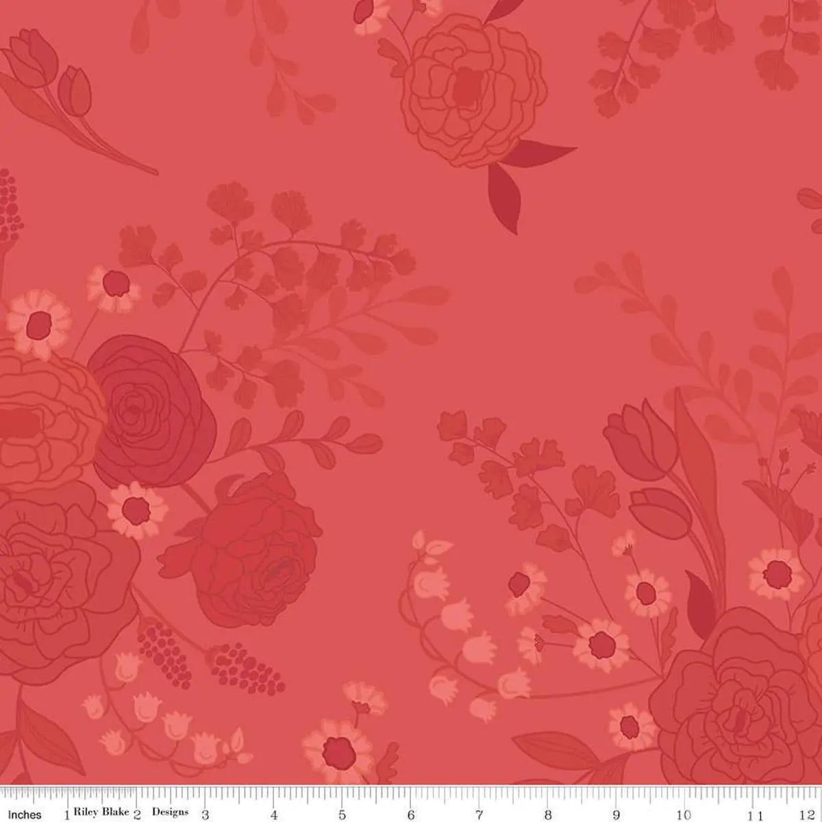 First Blooms Tonal Floral Berry Cotton Wideback Fabric per yard - Prismatic Fiber Arts