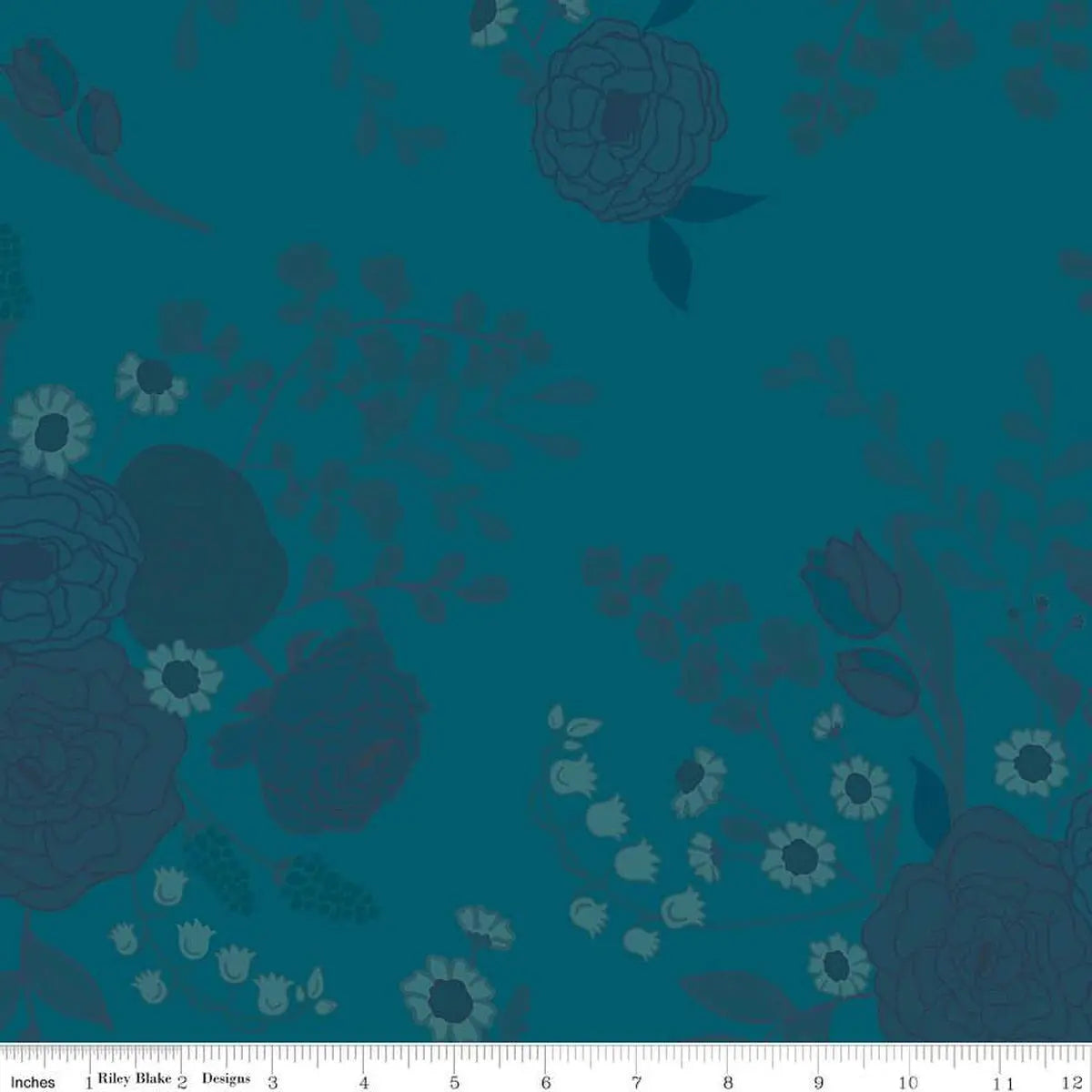 First Blooms Tonal Floral Denim Cotton Wideback Fabric per yard - Prismatic Fiber Arts