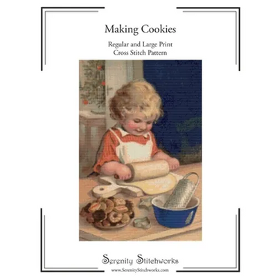 Making Cookies Cross Stitch Pattern: Regular and Large Print Cross Stitch Chart