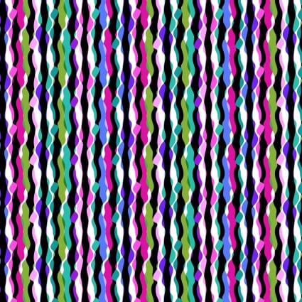 Flock Together Wavy Stripe Jewel Cotton 44"/45" Fabric Per Yard - Prismatic Fiber Arts
