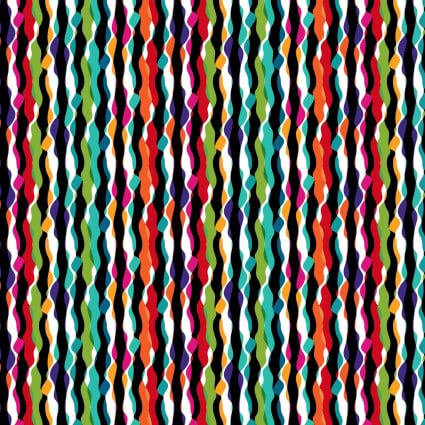 Flock Together Wavy Stripe Multi Cotton 44"/45" Fabric Per Yard - Prismatic Fiber Arts