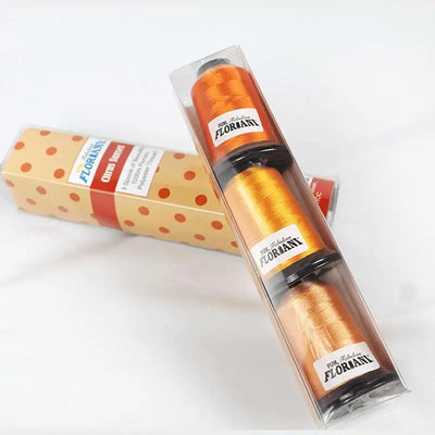 Floriani Thread  3 SPOOL SET - CITRUS SUNSET ORANGE - Prismatic Fiber Arts