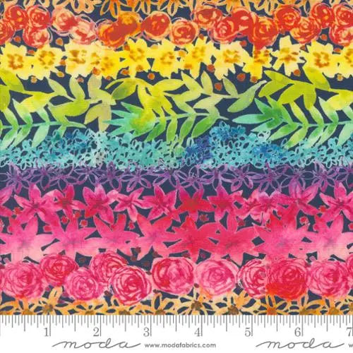 Flower Patches Multi Midnight Rainbow 44"/45" Fabric Per Yard - Prismatic Fiber Arts