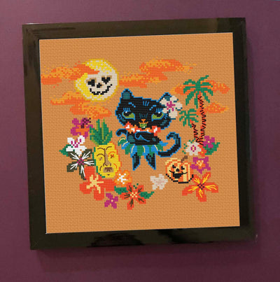 Halloween Hula Kitty by Fluff Counted Cross Stitch Kit - Prismatic Fiber Arts