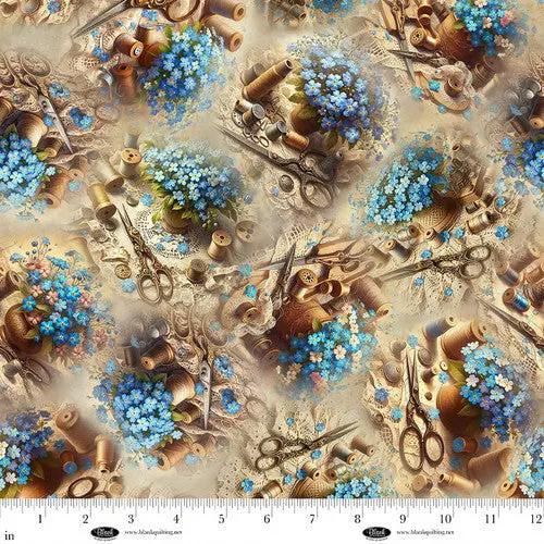 Forget Me Not Cream Cotton 44"/45" Fabric Per Yard - Prismatic Fiber Arts