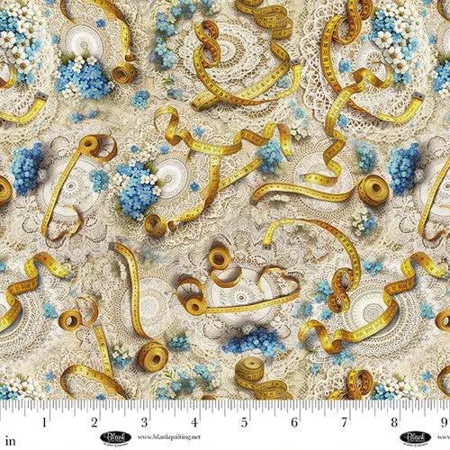 Forget Me Not Ecru Cotton 44"/45" Fabric Per Yard - Prismatic Fiber Arts