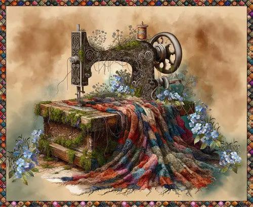 Forget Me Not Tan Panel Cotton 44"/45" Fabric Per Yard - Prismatic Fiber Arts