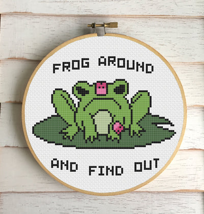 Frog Around Cross Stitch KIT - Prismatic Fiber Arts