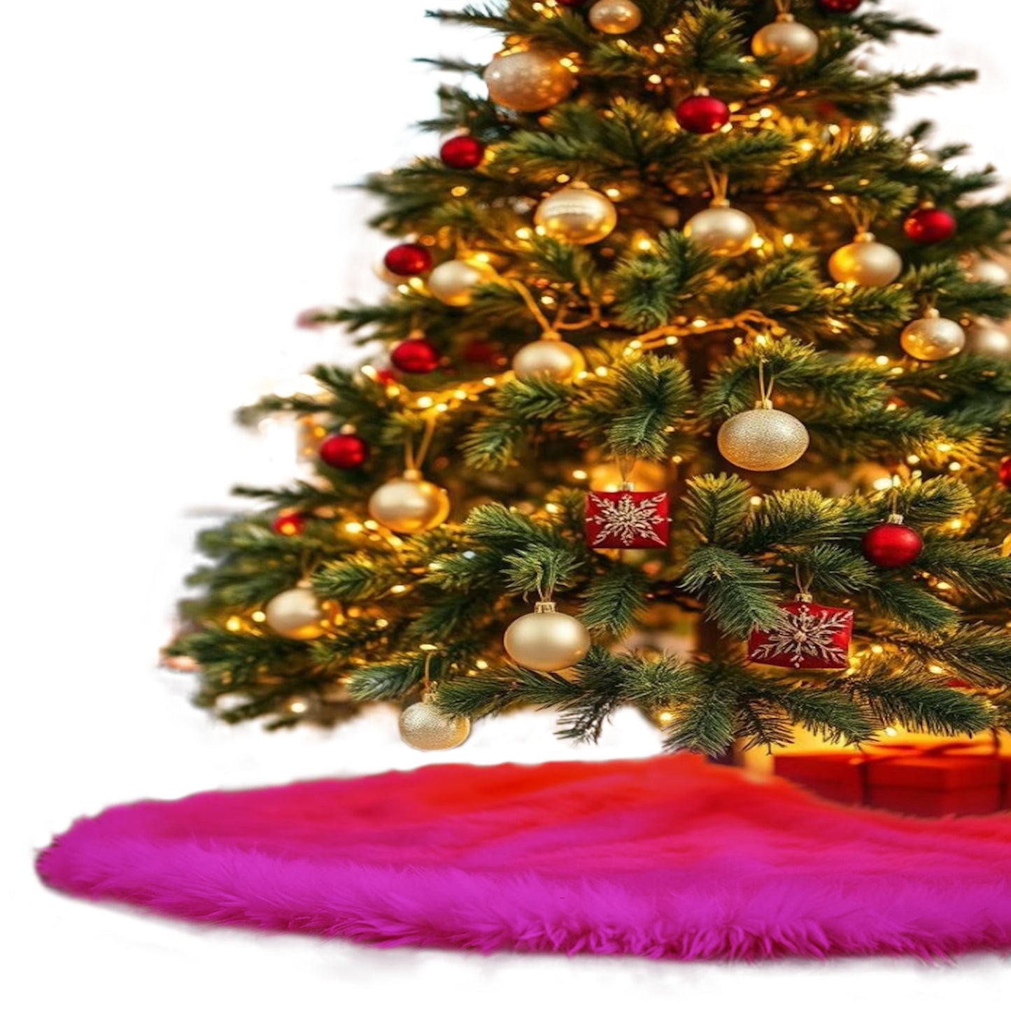 Premium Faux Fur Christmas Tree Skirt - 36 Inch | Luxurious Holiday Decorations - Prismatic Fiber Arts