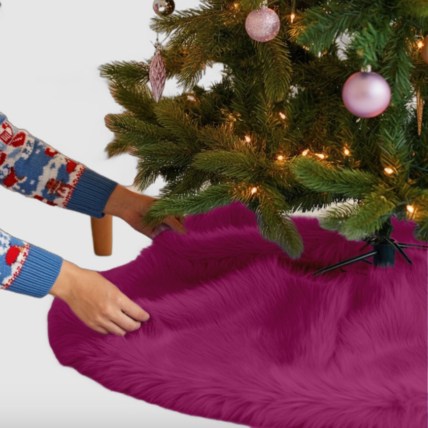 Premium Faux Fur Christmas Tree Skirt - 36 Inch | Luxurious Holiday Decorations - Prismatic Fiber Arts