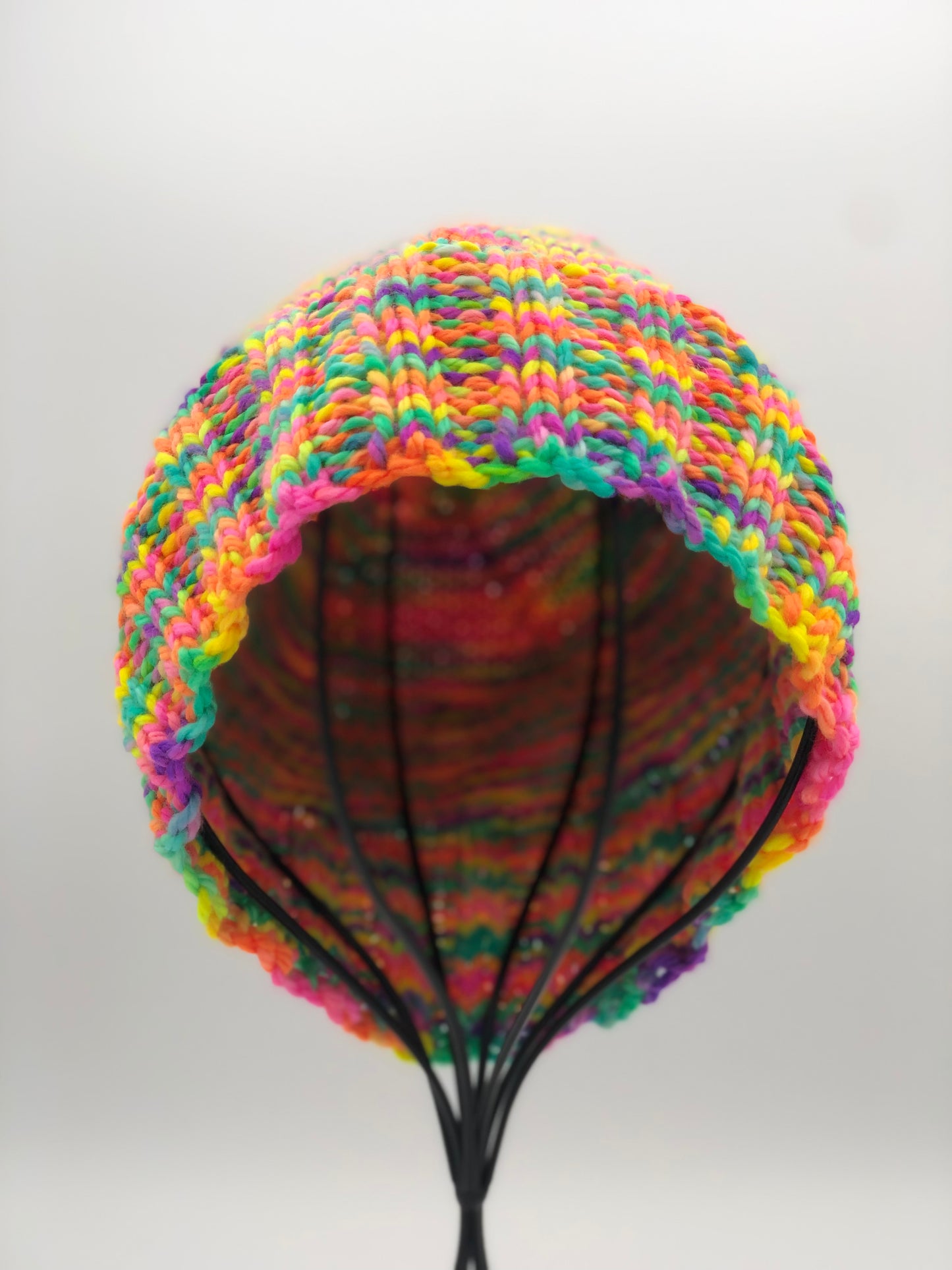 Hot Pink Rainbow Beanie - Prismatic Fiber Arts