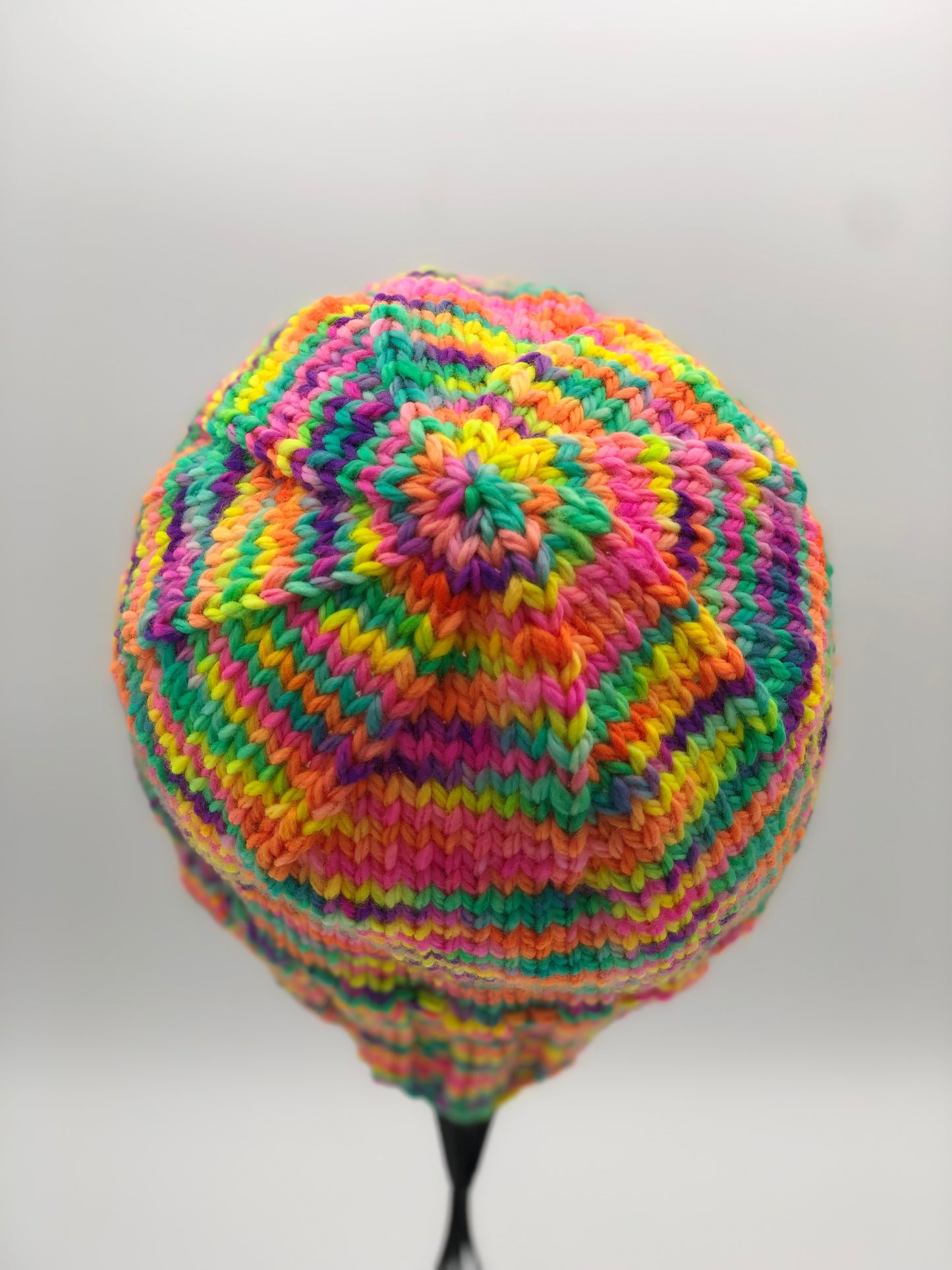 Hot Pink Rainbow Beanie - Prismatic Fiber Arts