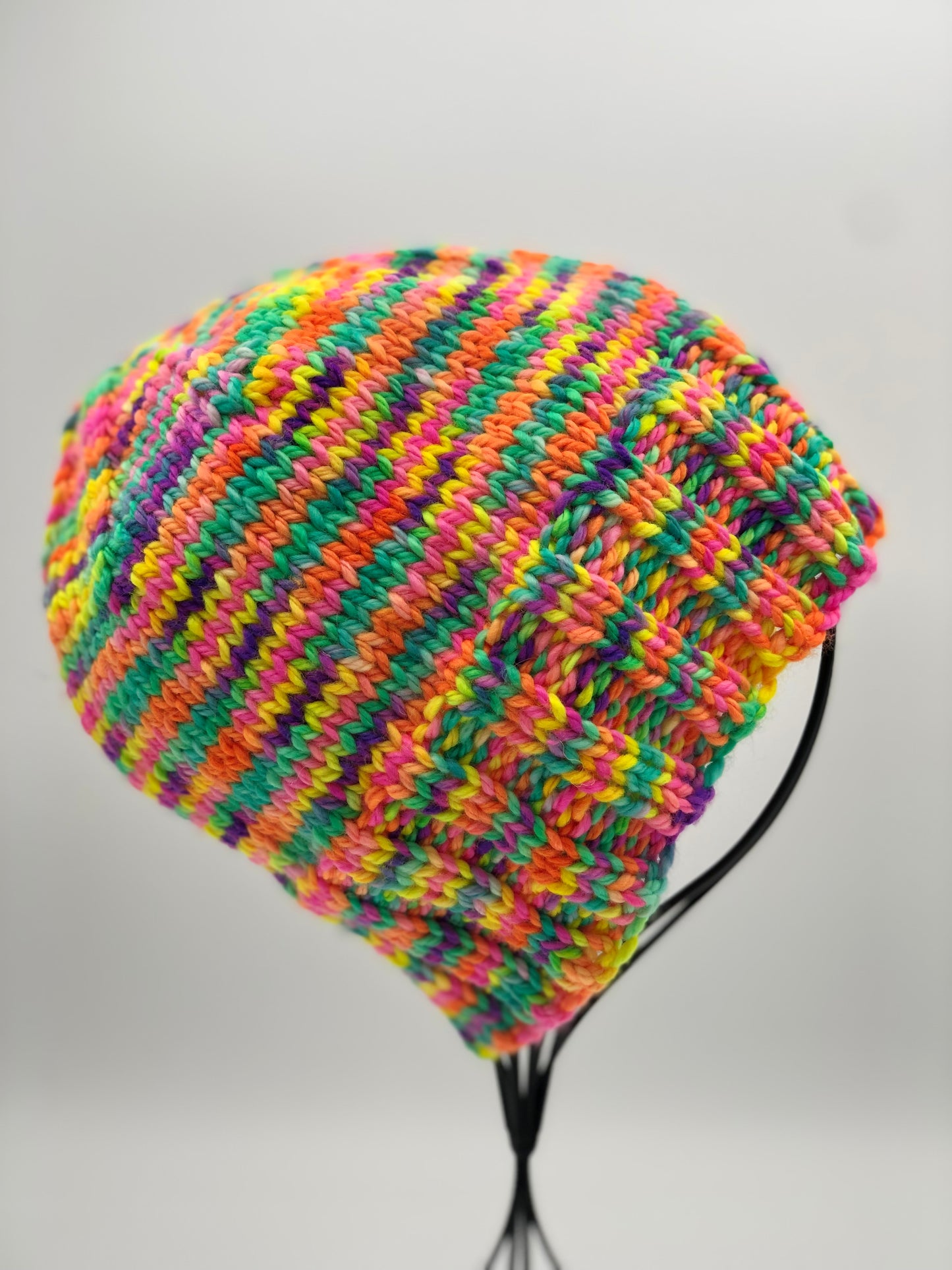 Hot Pink Rainbow Beanie - Prismatic Fiber Arts