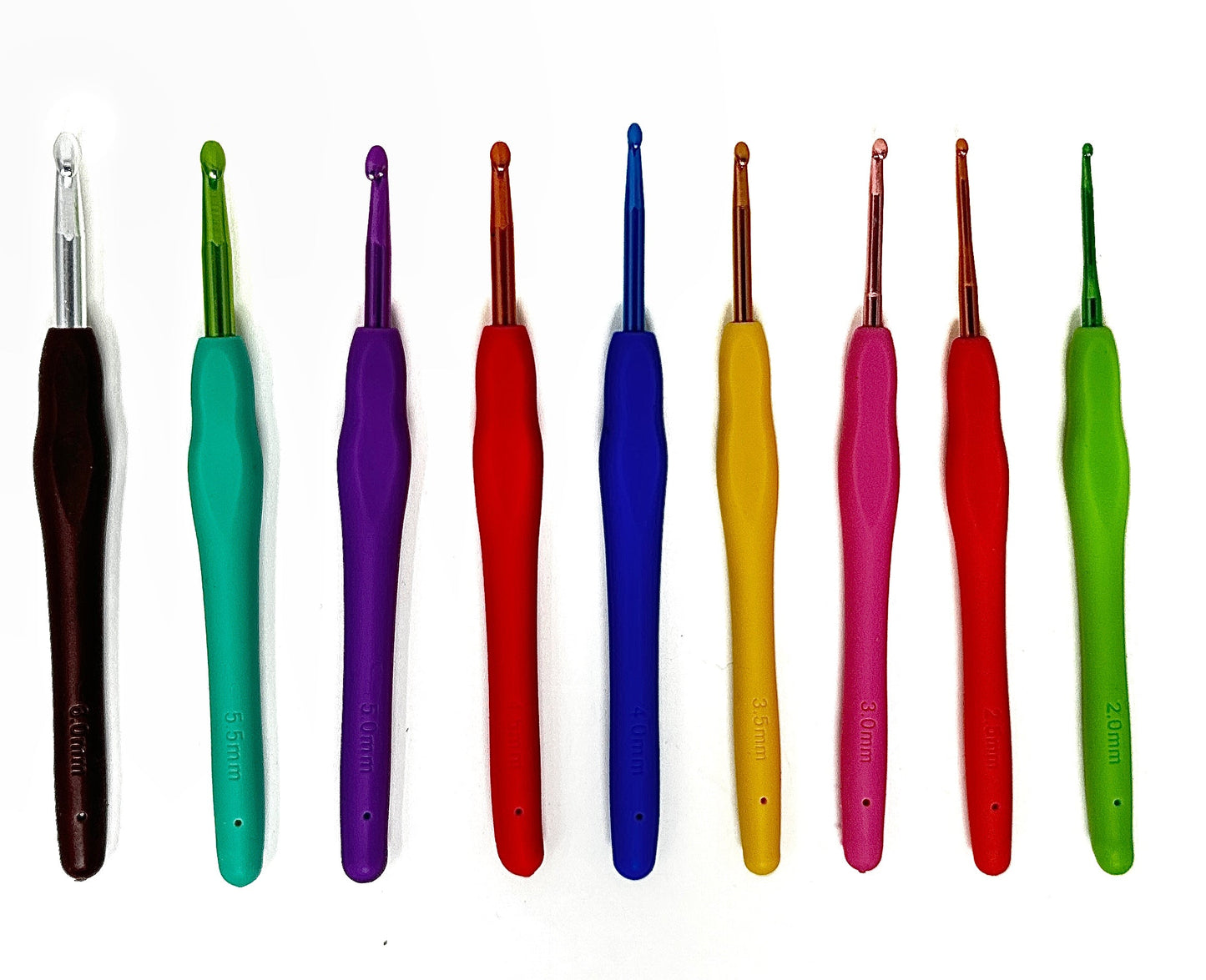 Ergonomic Crochet Hook Set – 9 Piece (2mm–6mm) with Soft Rubber Handles - Prismatic Fiber Arts