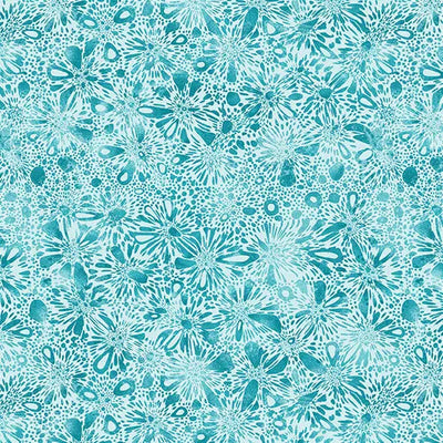 Go with the Flow Burst Medium Turquoise Cotton 44"/45" Fabric Per Yard - Prismatic Fiber Arts