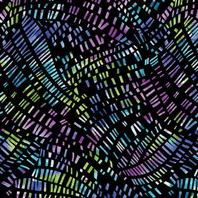 Go with the Flow Mosaic Flow Black/Multi Cotton 44"/45" Fabric Per Yard - Prismatic Fiber Arts
