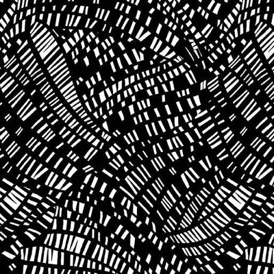Go with the Flow Mosaic Flow Black/White Cotton 44"/45" Fabric Per Yard - Prismatic Fiber Arts