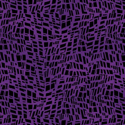 Go with the Flow Mosaic Shards Dark Purple Cotton 44"/45" Fabric Per Yard - Prismatic Fiber Arts