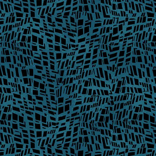 Go with the Flow Mosaic Shards Dark Teal Cotton 44"/45" Fabric Per Yard - Prismatic Fiber Arts