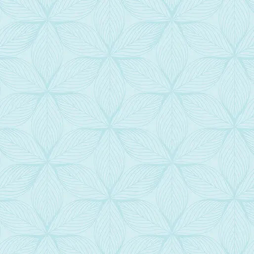 Go with the Flow Star Leaves Light Turquoise Cotton 44"/45" Fabric Per Yard - Prismatic Fiber Arts