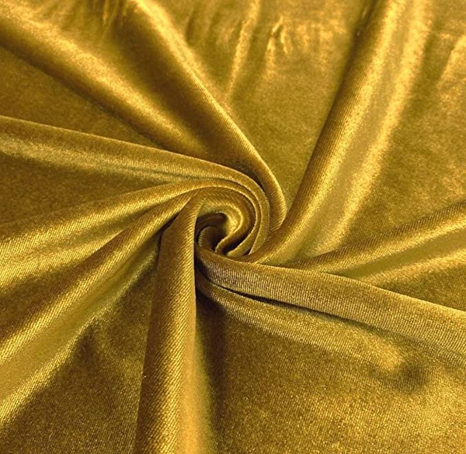 FabricLA Stretch Velvet Fabric by the Yard – Gold | 90% Polyester 10% Spandex | 280gsm | 58/60” Wide - Prismatic Fiber Arts