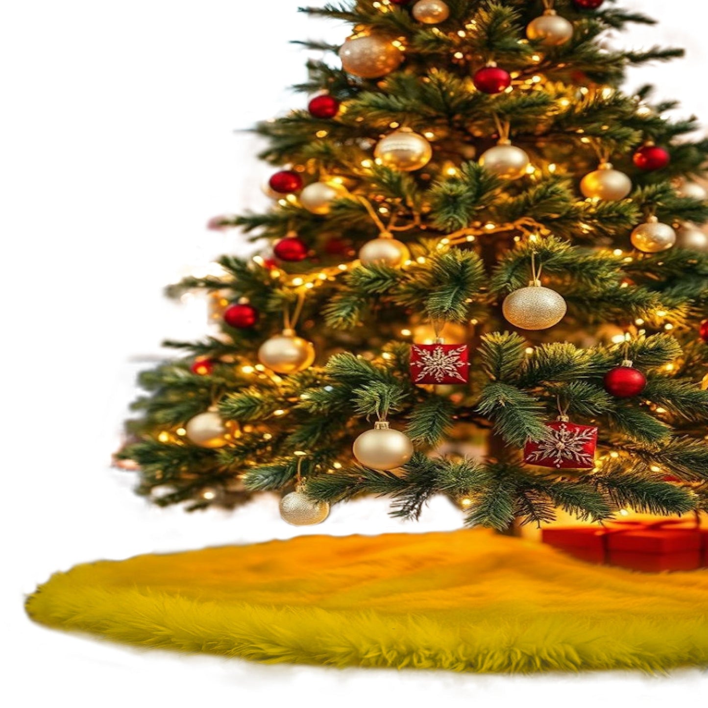 Premium Faux Fur Christmas Tree Skirt - 36 Inch | Luxurious Holiday Decorations - Prismatic Fiber Arts