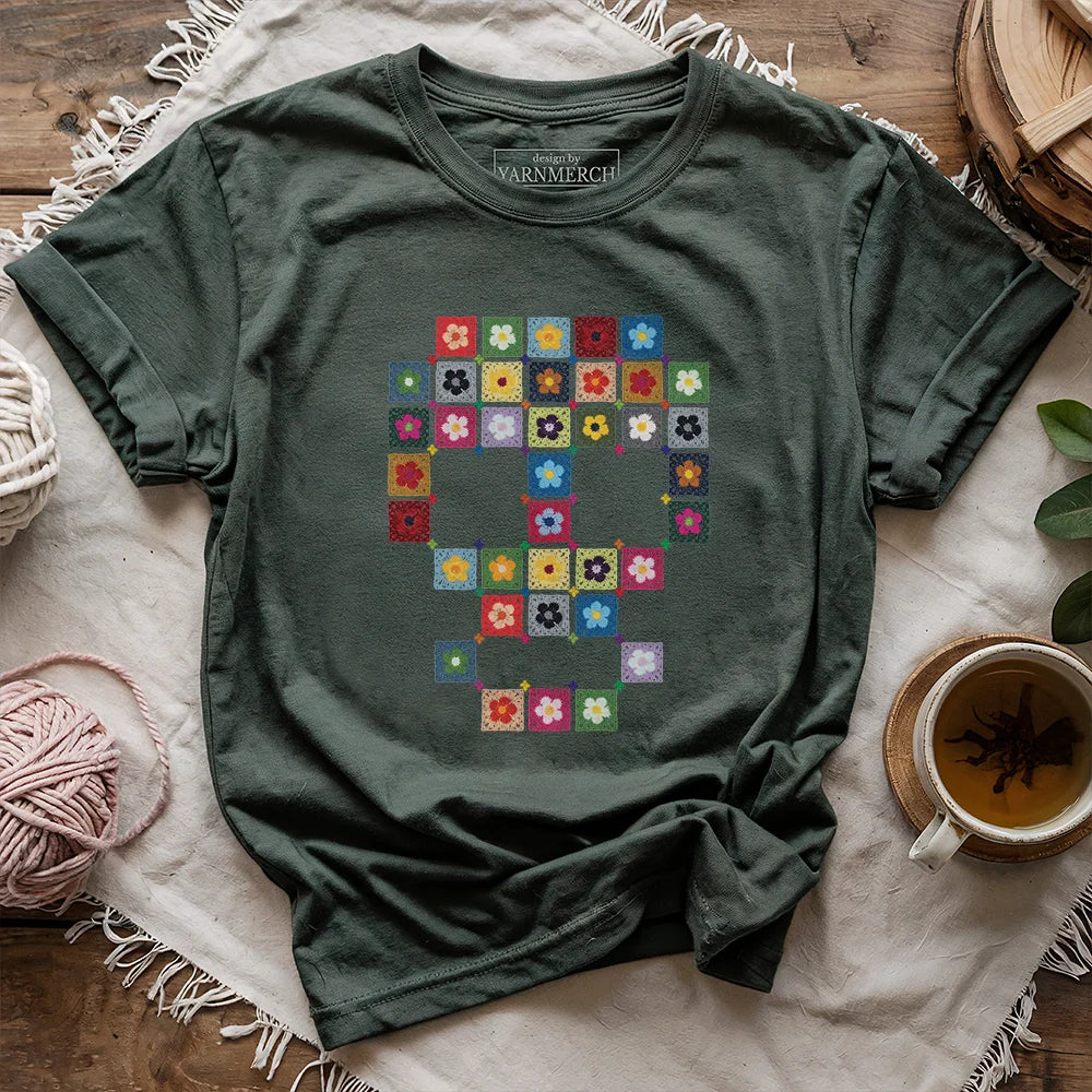 Granny Skull T-shirt - Prismatic Fiber Arts