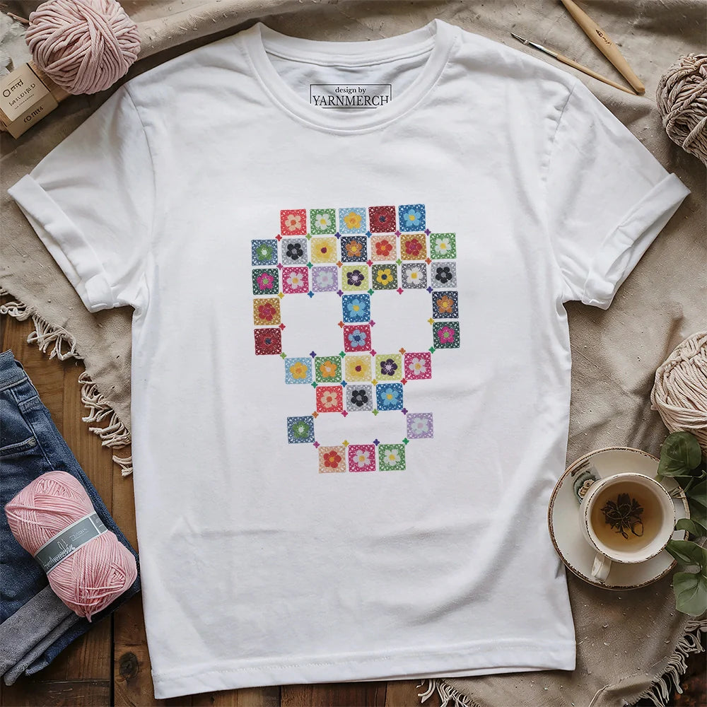 Granny Skull T-shirt - Prismatic Fiber Arts