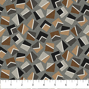 Gray Multi Lg Block Toss Haberdashery Flannel Fabric per Yard - Prismatic Fiber Arts