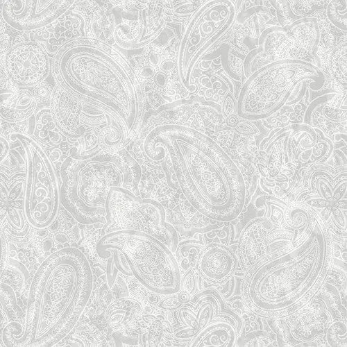 Gray Paisley Jane Cotton Wideback Fabric - Prismatic Fiber Arts